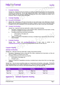 Document Formatting Example - With customised styles and template