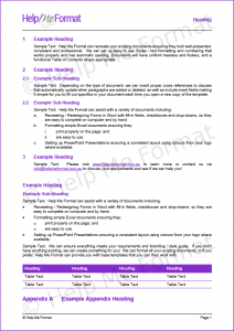 HMF document formatting example with customised styles and template