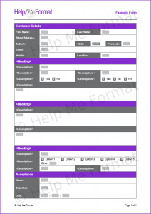 Form Example - With fill-in fields and checkboxes