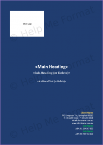 Front Cover Example - For Contractors - Document header text updates based on front cover heading text