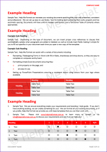 Document Formatting Example – For Consultants – With customised styles, template, and various tables