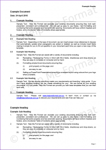 Document Formatting Example – For Legal – With customised styles and template