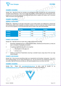 Document Formatting Example – For Vision Strategies – With customised styles and template