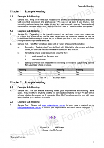 Document Formatting Example – For Consultants – With customised styles and template, as well as incrementing Figure and Table Numbers