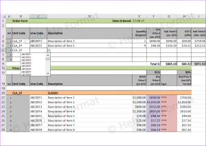 Excel Example - For Contractors - Price list with drop-downs and basic lookup tables