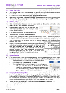 Snapshot from Working With Templates And Styles training material provided with customised styles and templates