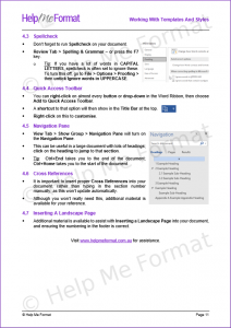 Training Material Example - Snapshot from HMF Working With Templates And Styles material provided with customised styles and templates