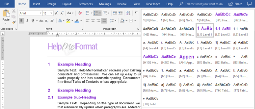 Help Me Format Styles and Document